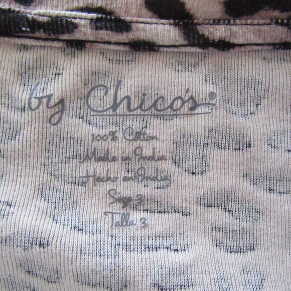 CHICO's Brown & beige leopard animal print t shirt - v neck -  size 3 = XL - Picture 7 of 13